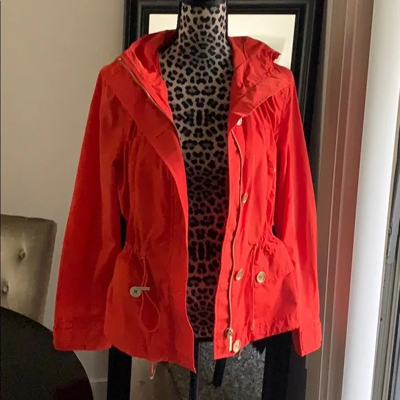 New Michael Kors Hooded Orange anorak‎ rain coat